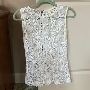 Cabi lace peplum tank top